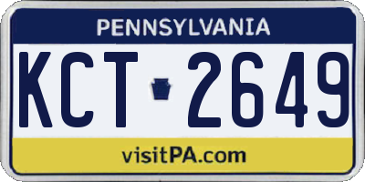 PA license plate KCT2649
