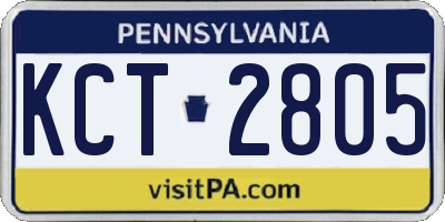 PA license plate KCT2805