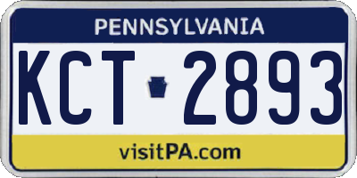 PA license plate KCT2893