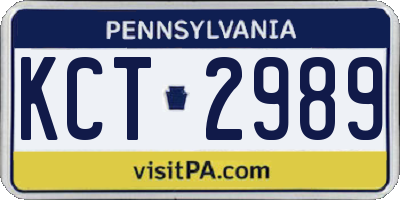 PA license plate KCT2989