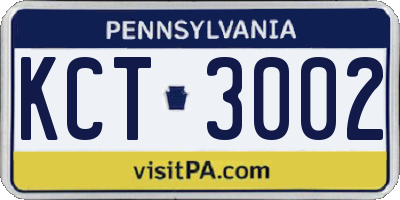 PA license plate KCT3002