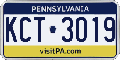 PA license plate KCT3019