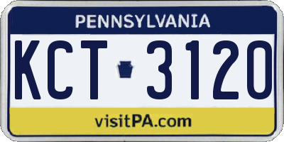 PA license plate KCT3120