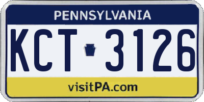 PA license plate KCT3126