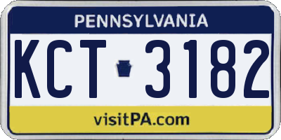 PA license plate KCT3182