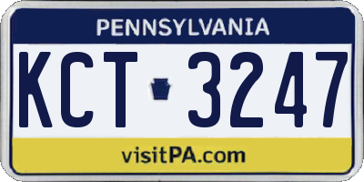 PA license plate KCT3247