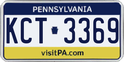 PA license plate KCT3369