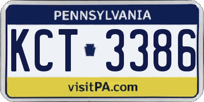 PA license plate KCT3386