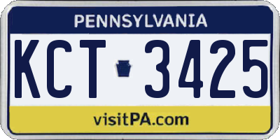 PA license plate KCT3425