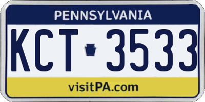 PA license plate KCT3533