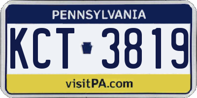 PA license plate KCT3819