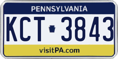 PA license plate KCT3843