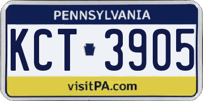 PA license plate KCT3905