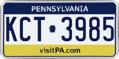 PA license plate KCT3985