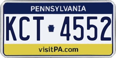 PA license plate KCT4552