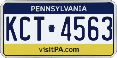 PA license plate KCT4563
