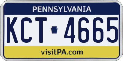 PA license plate KCT4665