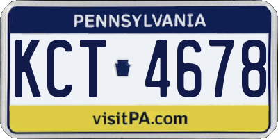 PA license plate KCT4678