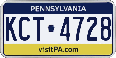 PA license plate KCT4728