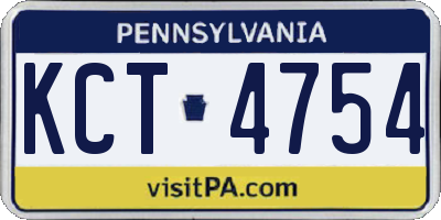 PA license plate KCT4754
