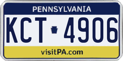 PA license plate KCT4906