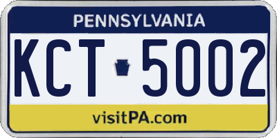 PA license plate KCT5002