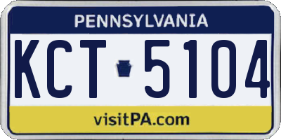 PA license plate KCT5104