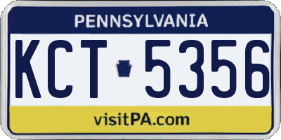 PA license plate KCT5356