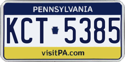 PA license plate KCT5385