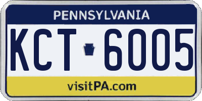 PA license plate KCT6005