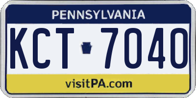 PA license plate KCT7040