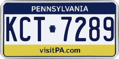 PA license plate KCT7289