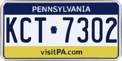 PA license plate KCT7302