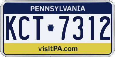 PA license plate KCT7312
