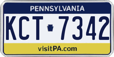 PA license plate KCT7342