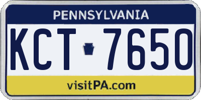 PA license plate KCT7650
