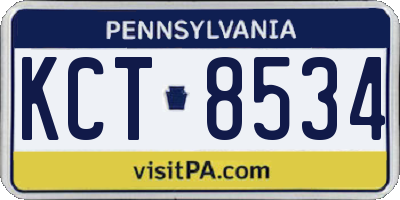 PA license plate KCT8534