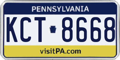 PA license plate KCT8668