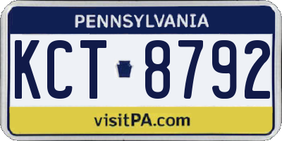 PA license plate KCT8792