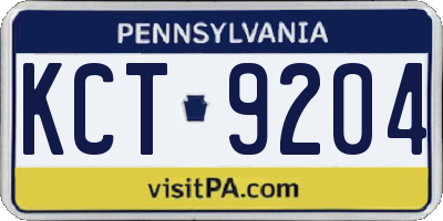 PA license plate KCT9204