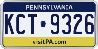 PA license plate KCT9326