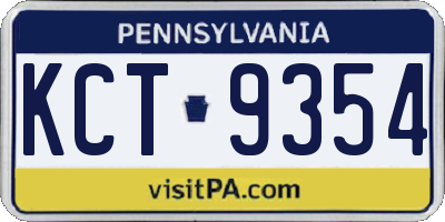 PA license plate KCT9354