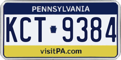 PA license plate KCT9384