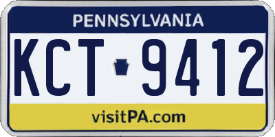 PA license plate KCT9412