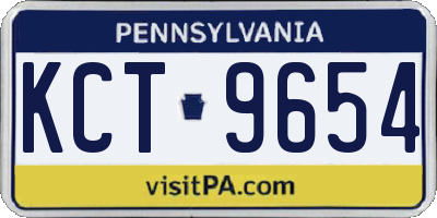 PA license plate KCT9654