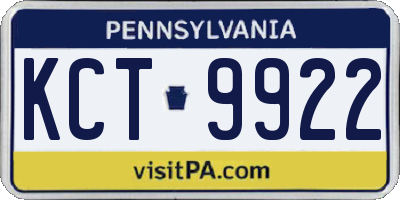 PA license plate KCT9922