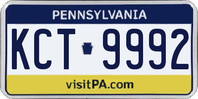 PA license plate KCT9992