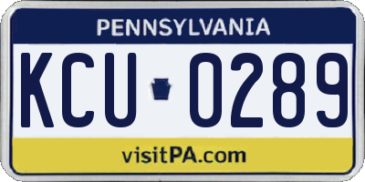 PA license plate KCU0289
