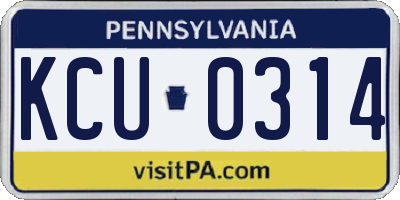 PA license plate KCU0314