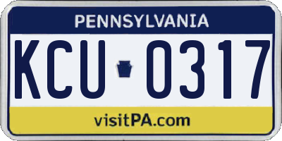 PA license plate KCU0317